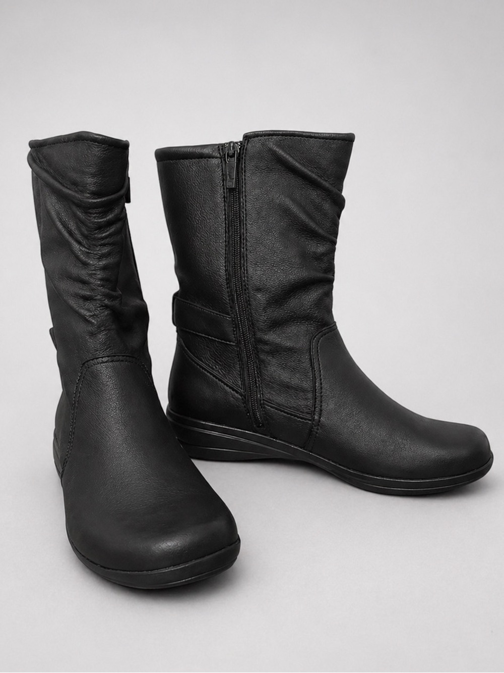 Dansko Black Leather Slouch Boots Size 40 Comfort Zip Ankle Mid Calf